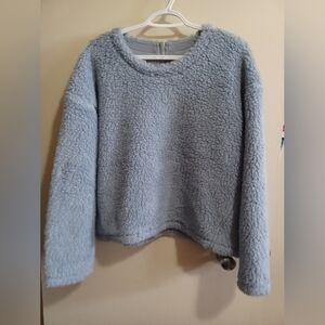 Lululemon Wool Whenever Crew Neck Pullover Blue Wool Sherpa Fleece Sz 10